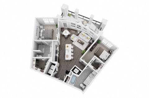 Floor plan for 2 beds, 2 baths, 1103 sqft